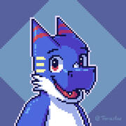 Portrait of a blue dino
