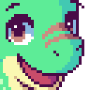 Green happy dinosaur character.