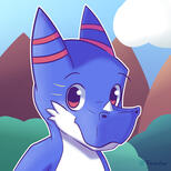 Portrait of Forastor's character Paco (a little dinosaur)